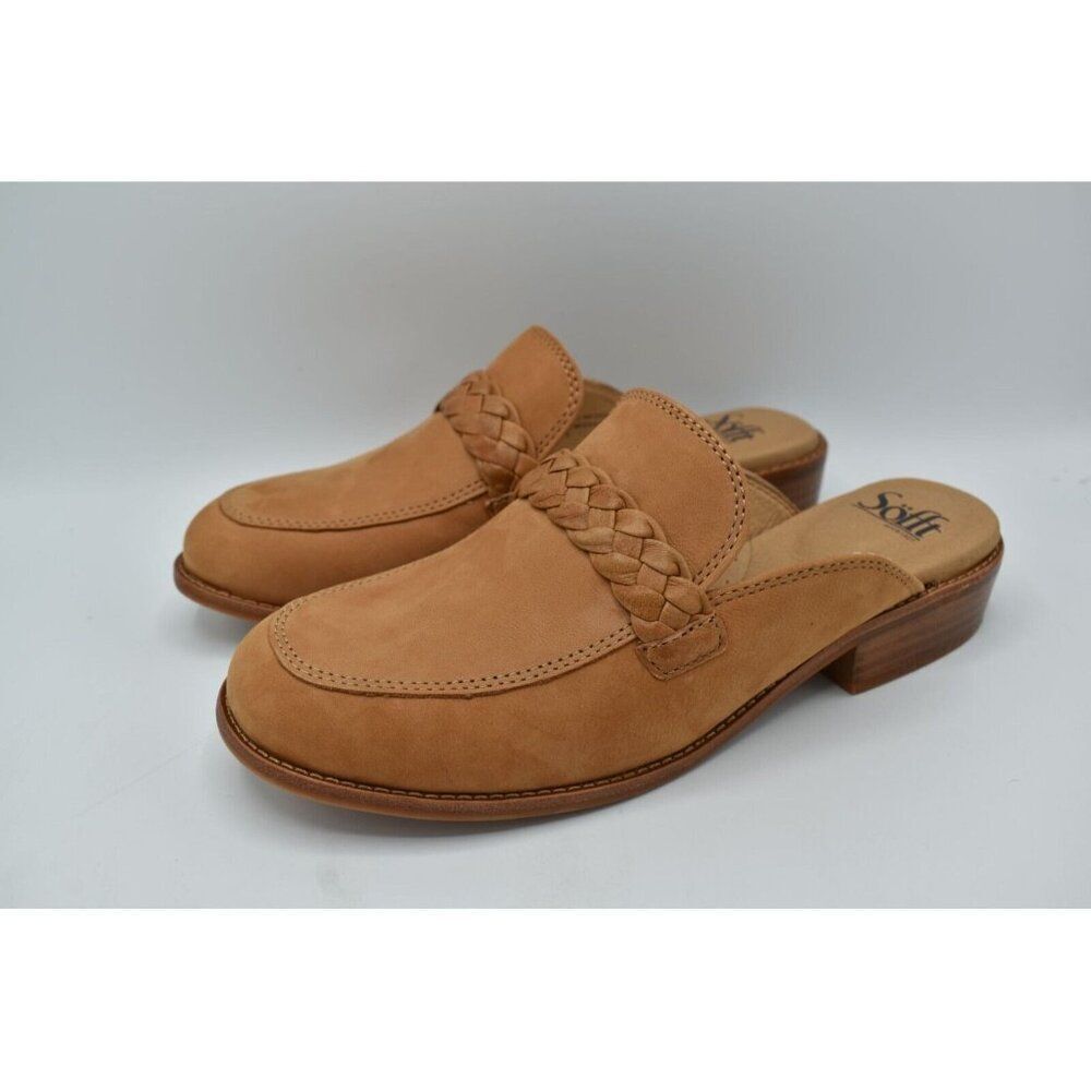 Sofft Womens Size 8.5‎ Nels Mule Leather Luggage Slip On Loafers Mules Shoes